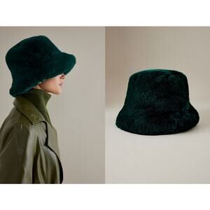 Anthropologie Deep Green Faux Fur Hat